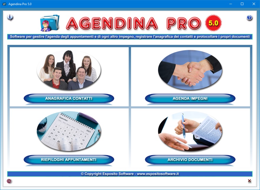 Agendina Pro 5.0 - Software per gestire l'agenda degli appuntamenti,  archiviare l'anagrafica dei contatti e protocollare i documenti della  propria attività