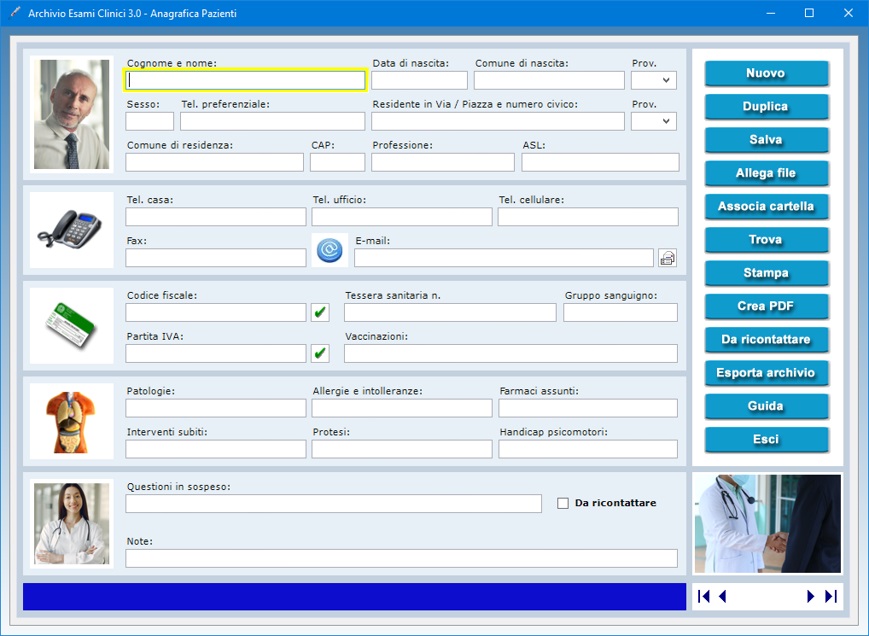 Archivio Esami Clinici 3.0 Software rivolto a studi medici per