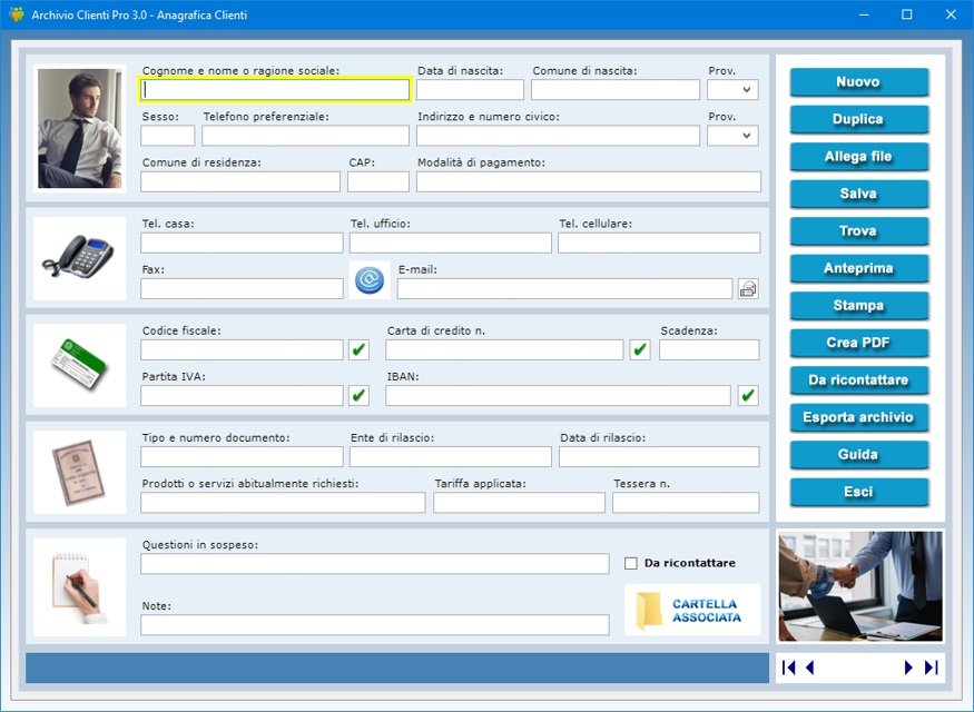 Archivio Clienti Pro 3.0 Software per archiviare l anagrafica