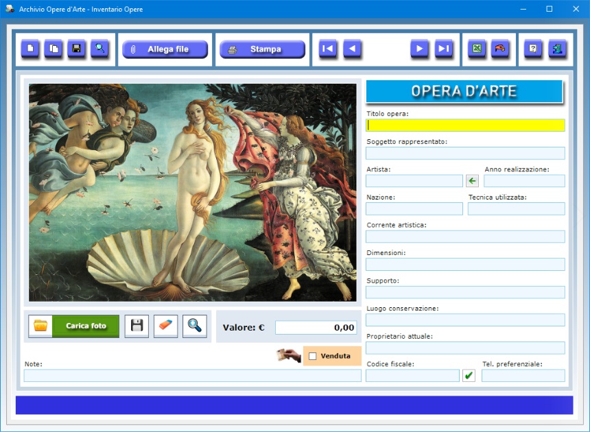 Archivio Opere d Arte Software per gestire un archivio