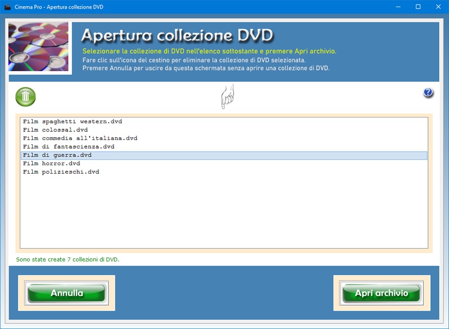 programma per archivio film con locandine