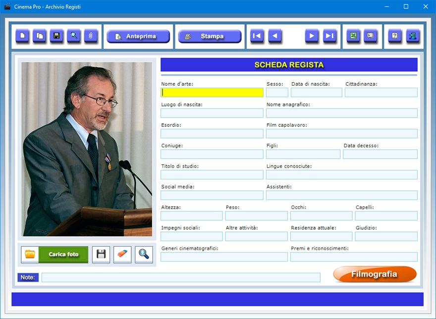 Cinema Pro Software per archiviare attori e registi e catalogare