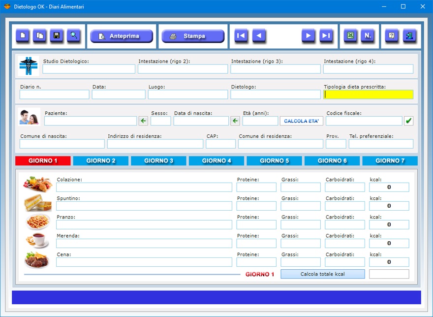 Dietologo OK - Software rivolto a dietologi e nutrizionisti per gestire  l'archivio dei pazienti, gli appuntamenti del proprio ambulatorio e la  prescrizione di diete settimanali