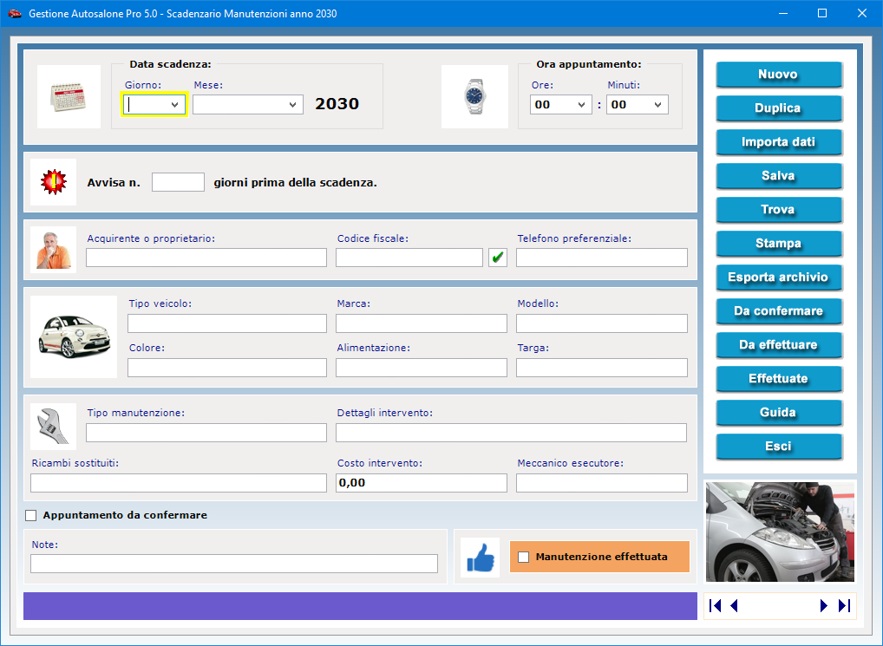 Gestione Autosalone Pro - Software per la gestione di autosaloni e  concessionarie di auto nuove o usate con supporto esenzione bollo e  Registri di Carico e Scarico