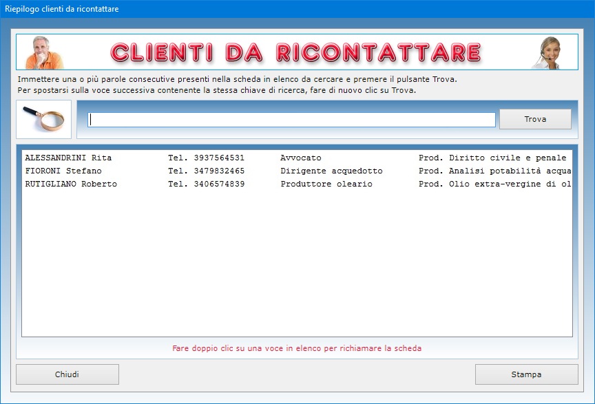 Scadenzario Clienti - Software per archiviare i dati anagrafici