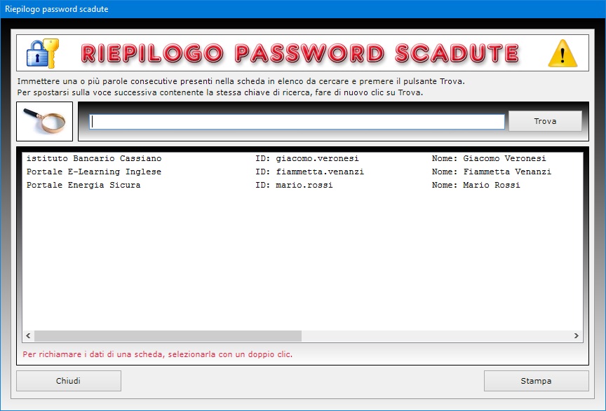 Password Siti Web Software per l archiviazione di password di