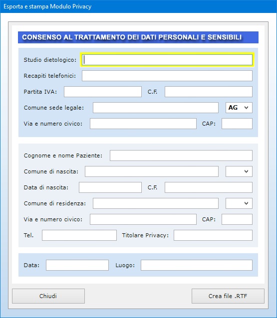 Studio Dietologico Pro - Software rivolto ad ambulatori di dietologia per  gestire anamnesi nutrizionali, diari alimentari, appuntamenti con i  pazienti e l'emissione di fatture proforma